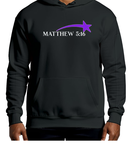 Black and Purple Matthew 5:16 Hoodie